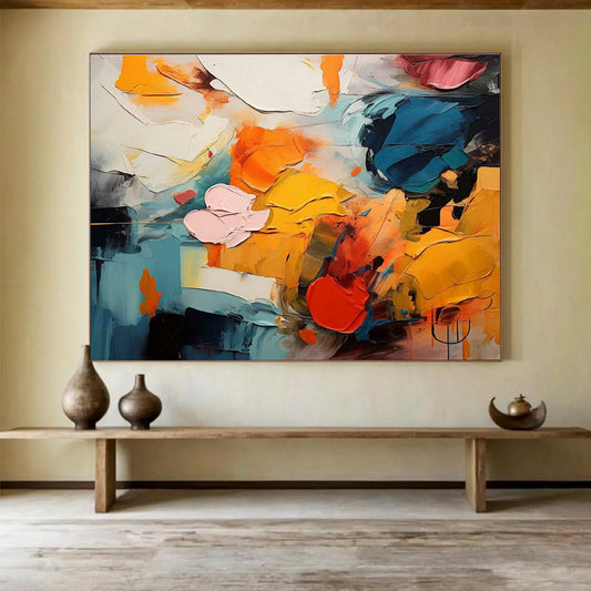Color Block Abstract Art for Contemporary Office Break Room Walls DLZ3215