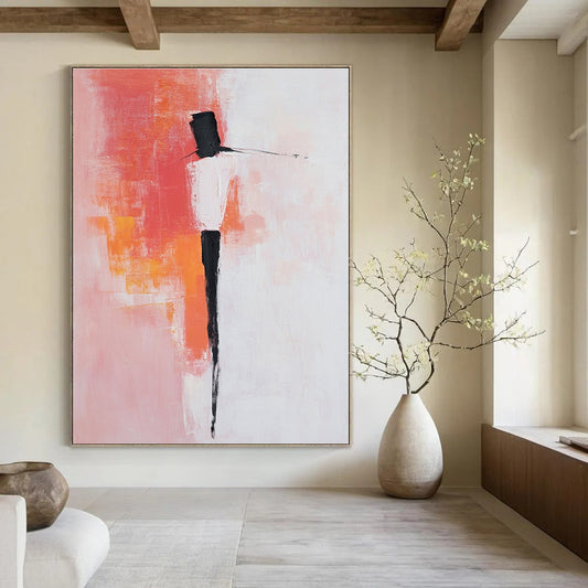 Coral and Black Abstract Figure for Bohemian - Style Bedroom & Art - Inspired Boutique STSC404
