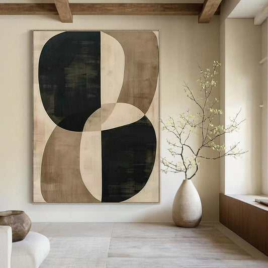 Brown - Black Geometric Abstract Art for Mid - Century Modern Home & Architectural Studio DLZ1752