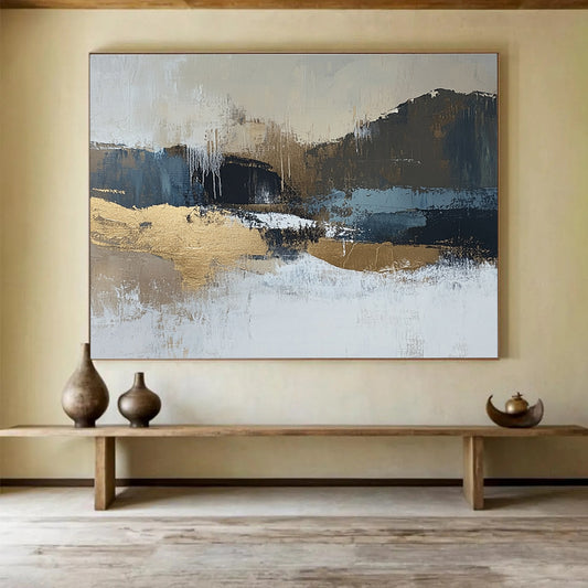 Gold - Accented Landscape Abstract Art for Luxury Hotel Lobby & Upscale Home Office SC226