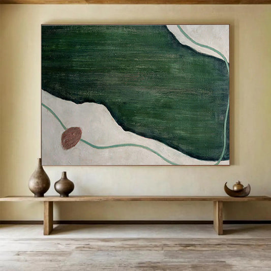 Green - White Geometric Abstract for Modern Wellness Center DLZ2994