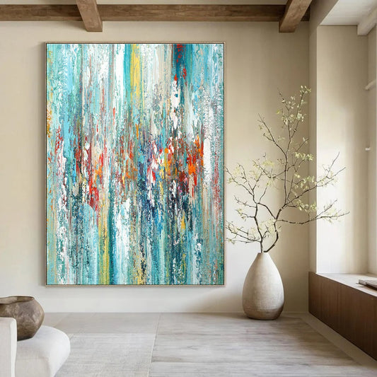 Colorful Vertical Stripes Abstract Art for Living Room & Studio DLZ0441