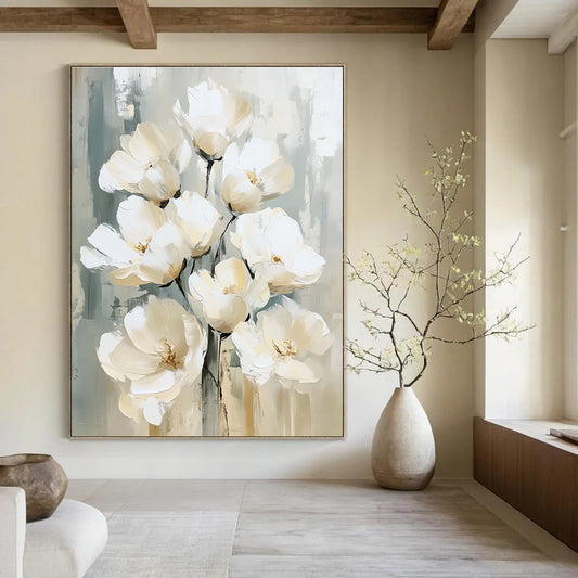 White Flower Bouquet Elegant Floral Art for Wedding Venue & Sophisticated Home Dining Room STSC1475