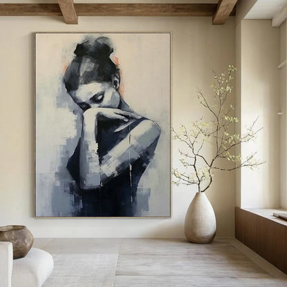 Contemplative Woman Art for Minimalist Study & Emotional Wellness Center DLZ1554