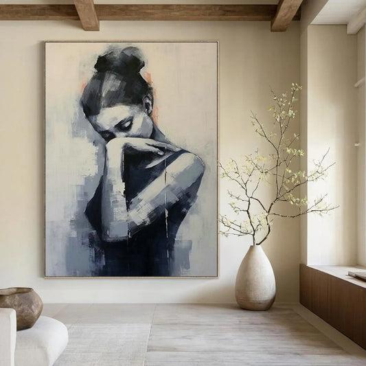 Contemplative Woman Art for Minimalist Study & Emotional Wellness Center DLZ1554