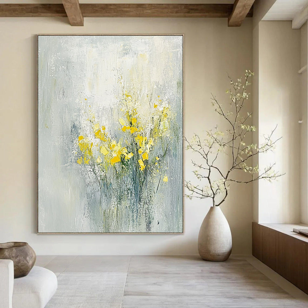 Yellow Flowers Abstract for Cheerful Kitchen & Art - Loving Sunroom STSC185