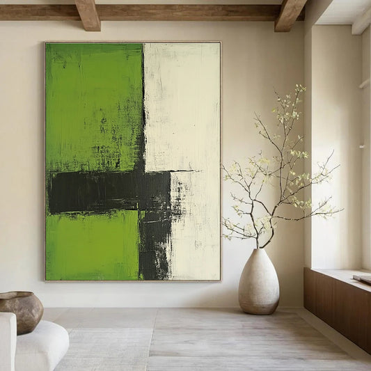Green and Black Geometric Abstract for Minimalist Home Office & Contemporary Art Space STSC422