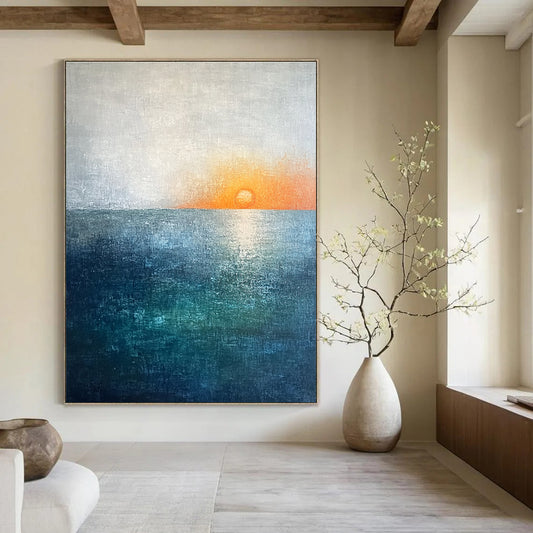 Minimalist Sea Sunset Art for Coastal Condo & Modern Café STSC094