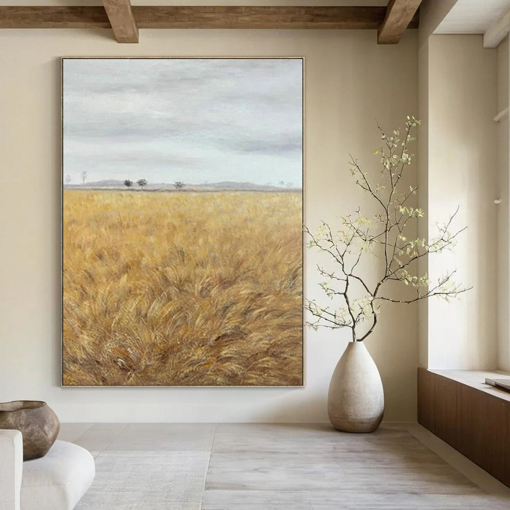 Golden Wheat Field Art for Farmhouse Kitchen & Harvest - Themed Restaurant DLZ2134
