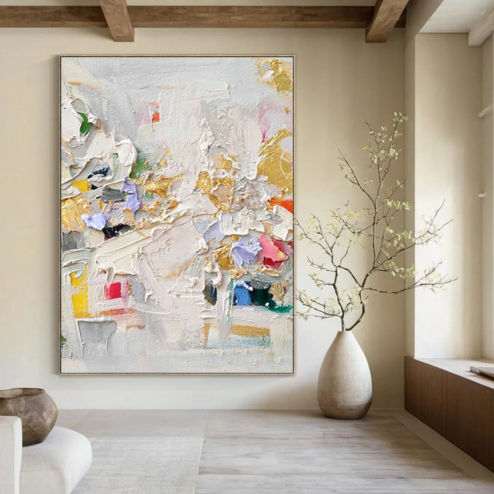 Colorful Cream Abstract Art for Bohemian Studio & Trendy Coffee Shop DLZ1034