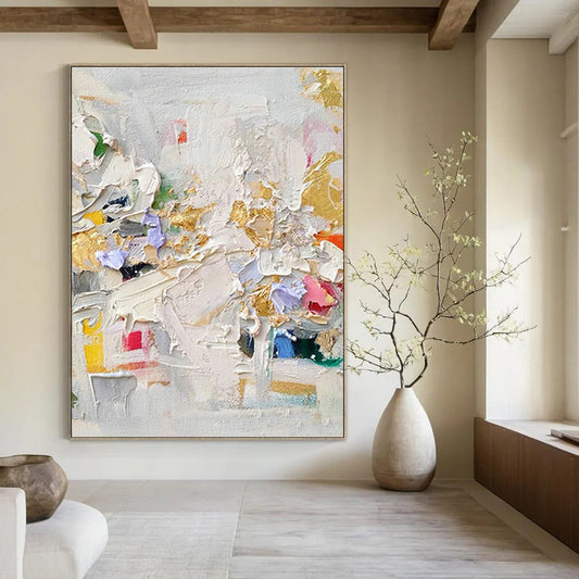 Colorful Cream Abstract Art for Bohemian Studio & Trendy Coffee Shop DLZ1034