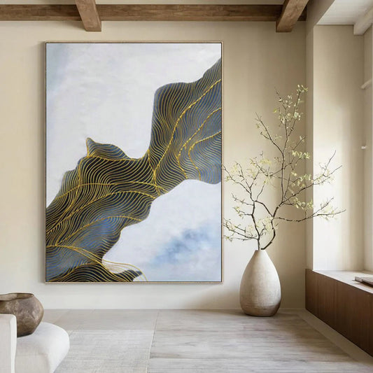 Gold - Line Landscape Abstract Art for Living Room & Hallway DLZ0547
