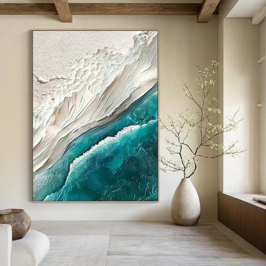 Textured Beach Scene Art for Coastal Living Room & Nautical Spa DLZ1401