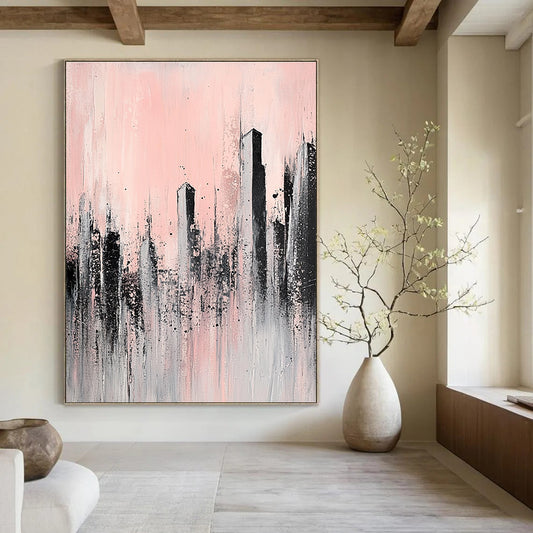 Pink and Grey Cityscape 2 for Minimalist Bedroom & Art - Focused Lounge STSC332