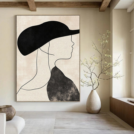 Woman with Black Hat Art for Fashion - Forward Boutique & Art - Decorated Dressing Room STSC1333