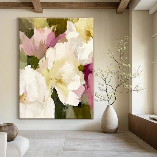 Delicate White - Pink Flower Art for Bridal Suite & Tea Room STSC055
