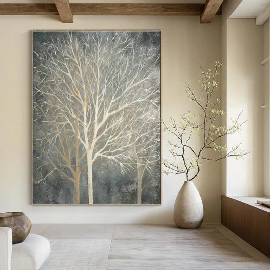 Bare Trees Landscape Oil Art for Living Room & Cottages DLZ0304