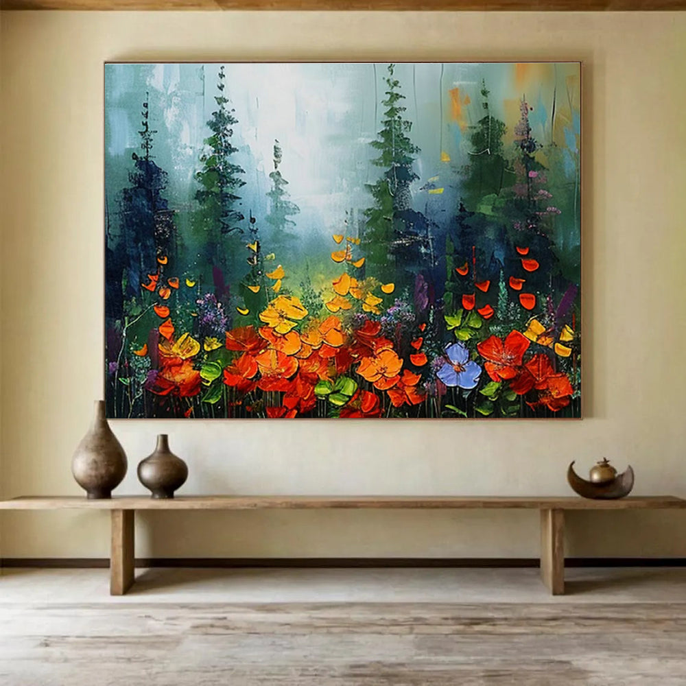 Flower - Filled Forest Art for Bohemian - Style Garden Party Tent Decor DLZ3216