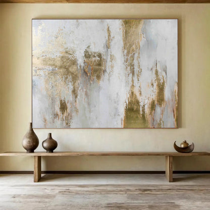 Gold - White Abstract Texture Art for Luxury Hotel Suite DLZ2905