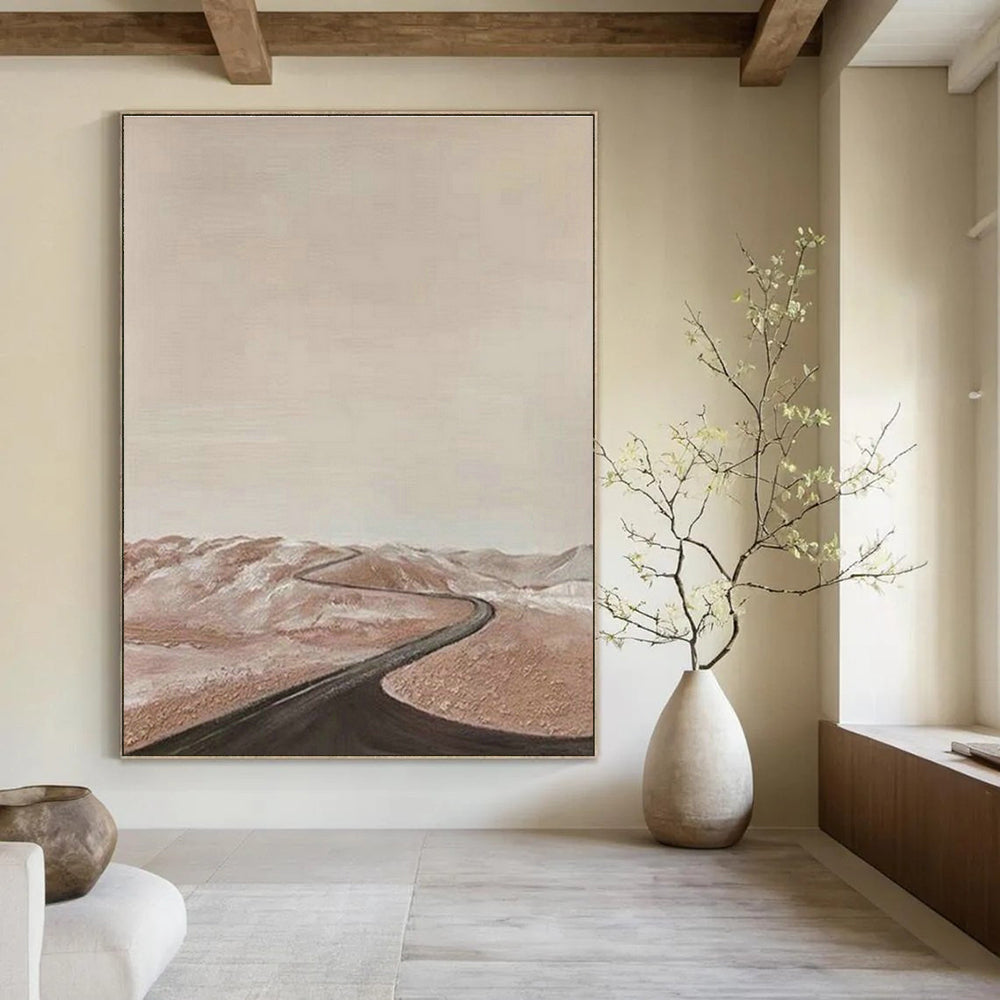 Desert Road Abstract Art for Modern Travel Agency & Minimalist Home Office DLZ1510