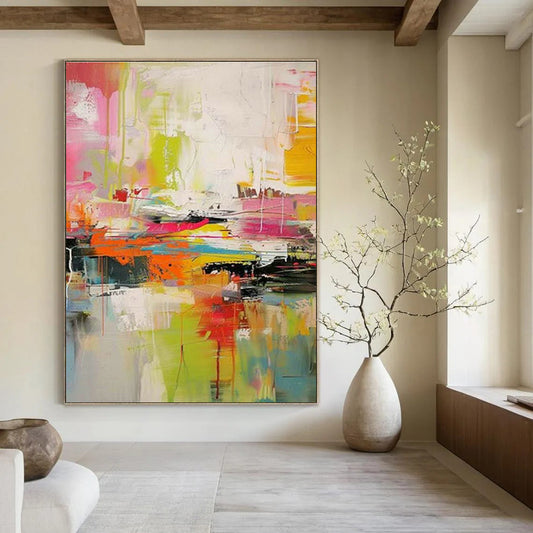 Pink - Green Abstract Painting for Bedroom & Living Room DLZ0367