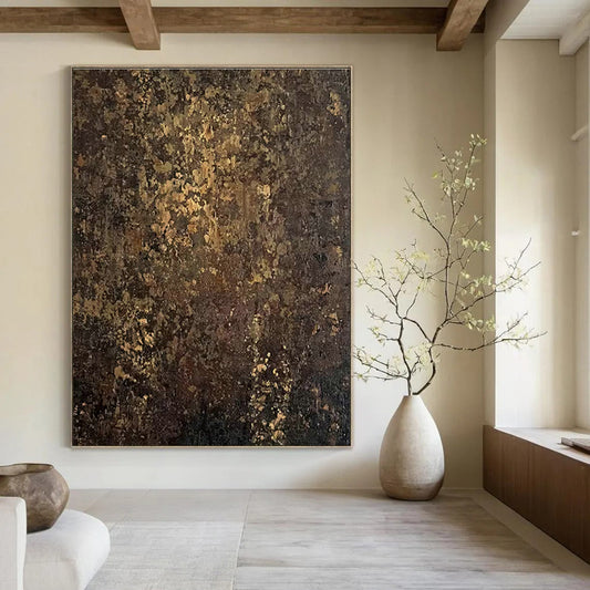 Dark Brown and Gold Textured Art for Sophisticated Study & Classic Wine Cellar DLZ0742