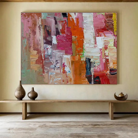 Pink - Orange Geometric Abstract Art for Cheerful Kitchen DLZ2759