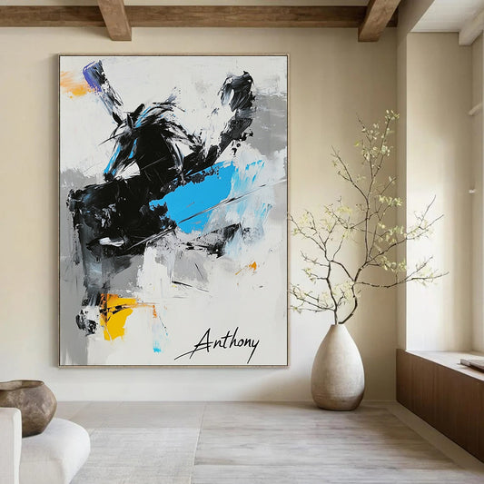 Abstract Black Horse for Equestrian - Themed Home & Bold Art Gallery STSC349
