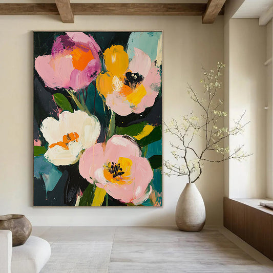 Vibrant Flower on Dark Art for Bar & Creative Studio STSC057