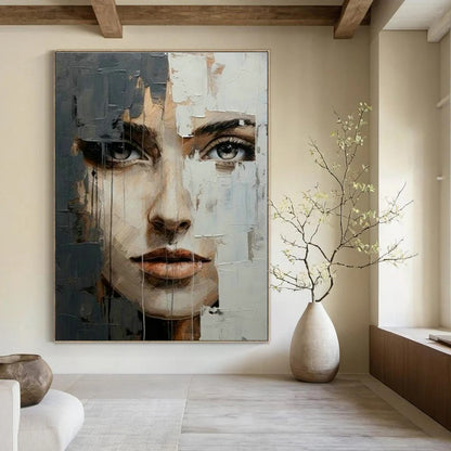 Abstract Portrait with Textured Layers for Bohemian Gallery & Art - Forward Bedroom DLZ2125