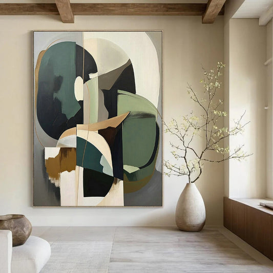 Geometric Abstract Art for Modern Corporate Office & Mid - Century Modern Home Living Room DLZ1619