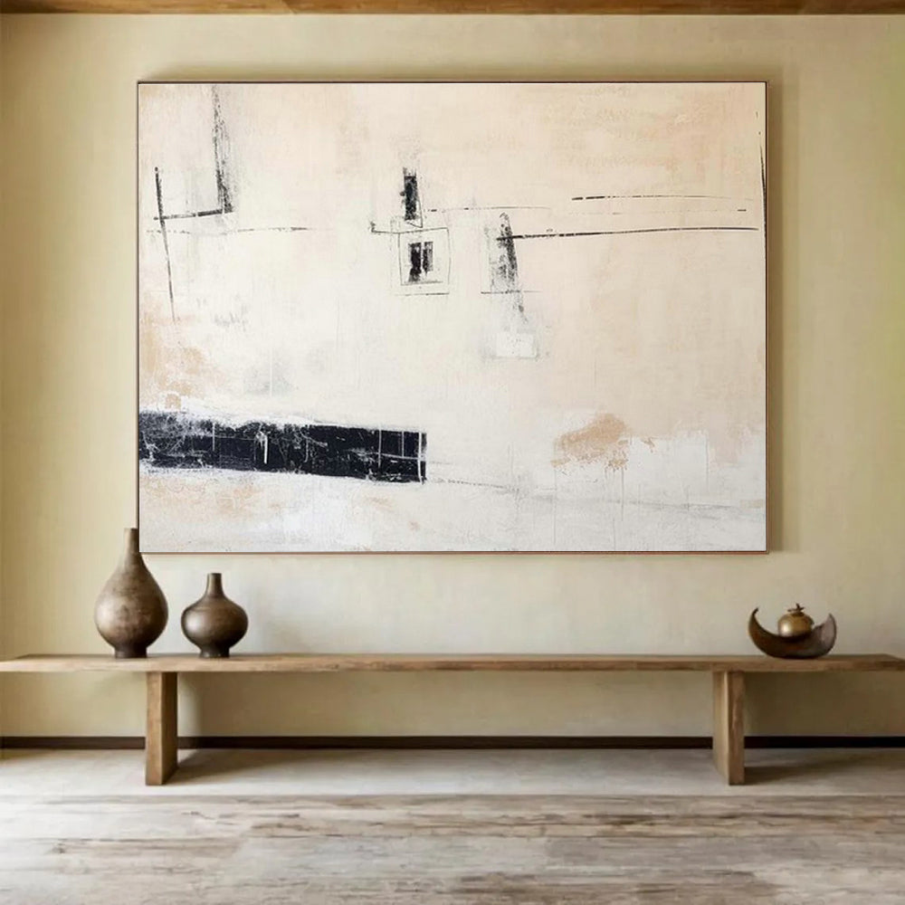 Minimalist Black - White Abstract Art for Scandinavian - Style Studies DLZ2480