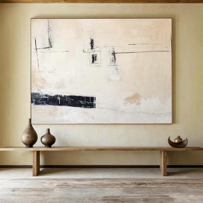 Minimalist Black - White Abstract Art for Scandinavian - Style Studies DLZ2480