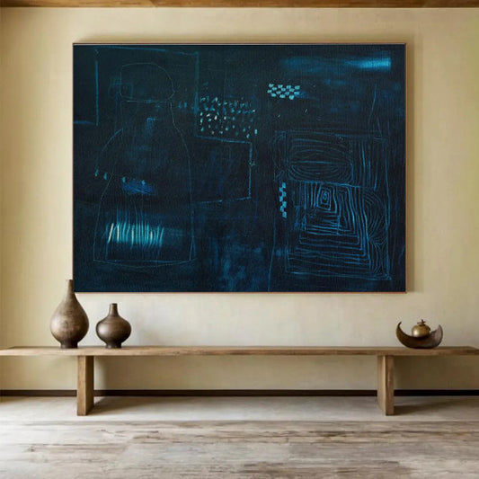 Dark - Blue Line Abstract Art for Mysterious Home Theaters DLZ2407