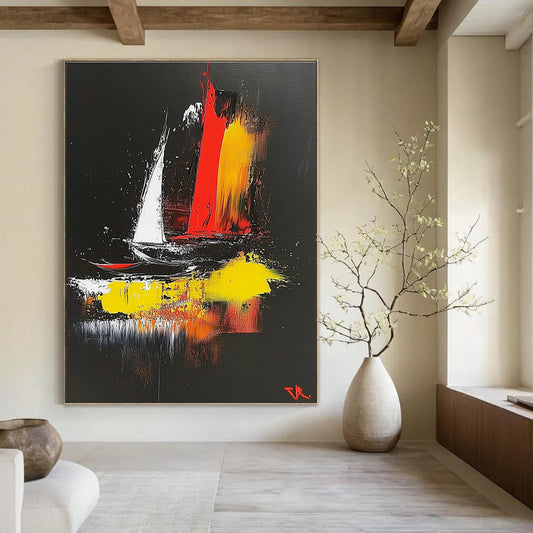 Colorful Sailboat Abstract for Nautical - Themed Restaurant & Coastal Home Living Room STSC390