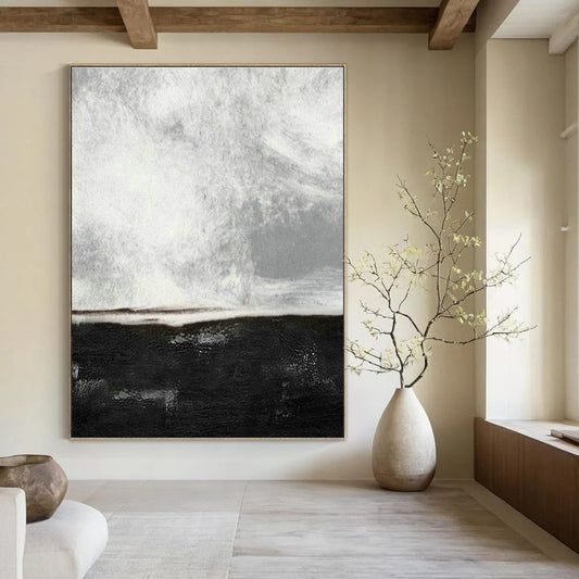 Monochrome Abstract Sea Art for Coastal Home Bedroom & Art - Themed Lounge DLZ2062