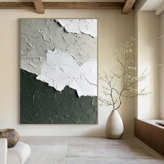 Textured Green - Gray Wall Art for Industrial - Style Café & Interior Design Studio STSC132