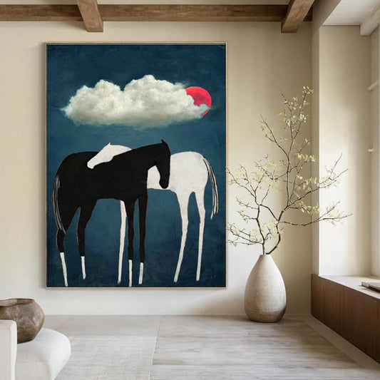 Folk - Inspired Horse Art for Country Cottage & Equestrian Art Gallery DLZ1425