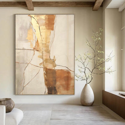 Gold - Brown Line Abstract Art for Luxury Home Library & Art - Lovers’ Lounge DLZ1951