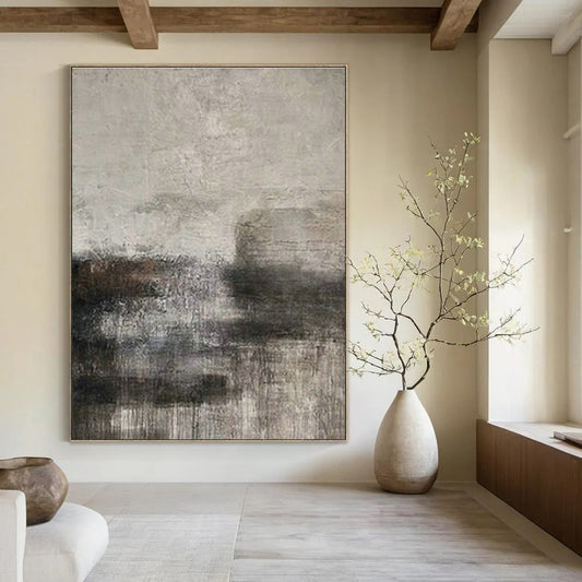 Gray - White - Brown Textured Art for Minimalist Office & Art - Centric Library DLZ1879