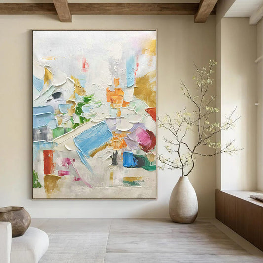 Thick - Painted Color Abstract Art for Creative Coworking Space & Eclectic Home Living Room DLZ1607