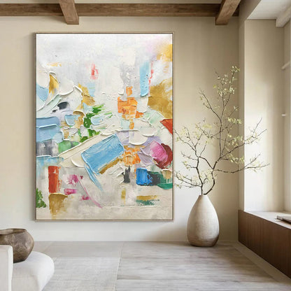 Thick - Painted Color Abstract Art for Creative Coworking Space & Eclectic Home Living Room DLZ1607
