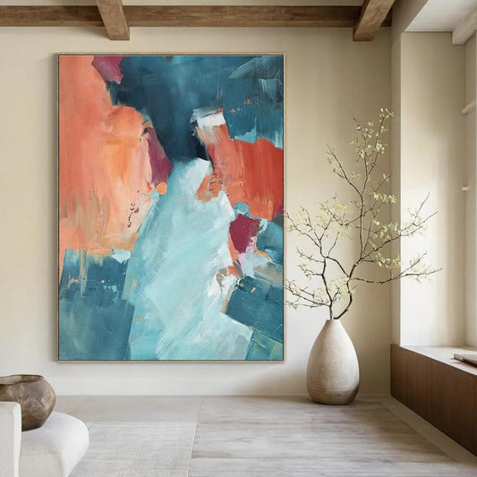 Color - Block Abstract Art for Eclectic Home Dining Nooks DLZ0276
