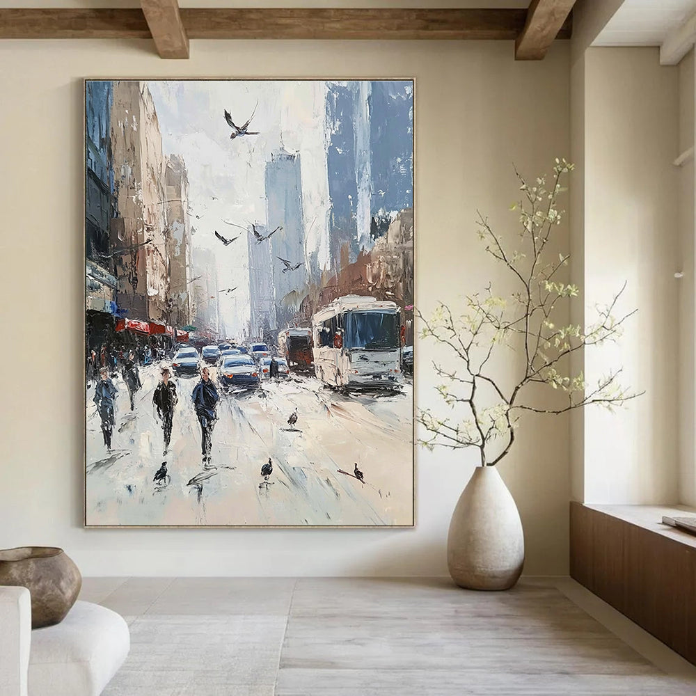 City Street Scene Art for Urban Loft Living Room & Café with City Views STSC930