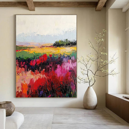 Vibrant Floral Field Landscape Art for Creative Studio & Garden - Themed Café STSC113