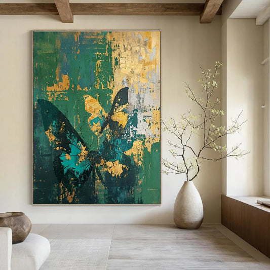 Gold - Green Butterfly Art for Bohemian Home Bedroom Accents & Eclectic Shop Dressing Areas DLZ0297