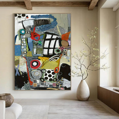 Colorful Collage Abstract Art for Creative Coworking Space & Eclectic Living Room DLZ1999