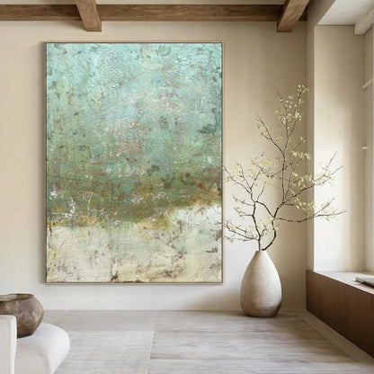 Textured Teal and Brown Art for Bohemian Café & Eclectic Living Room DLZ2212