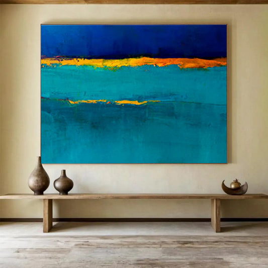 Blue - Yellow Contrast Abstract Art for Bold Dining Room DLZ2767