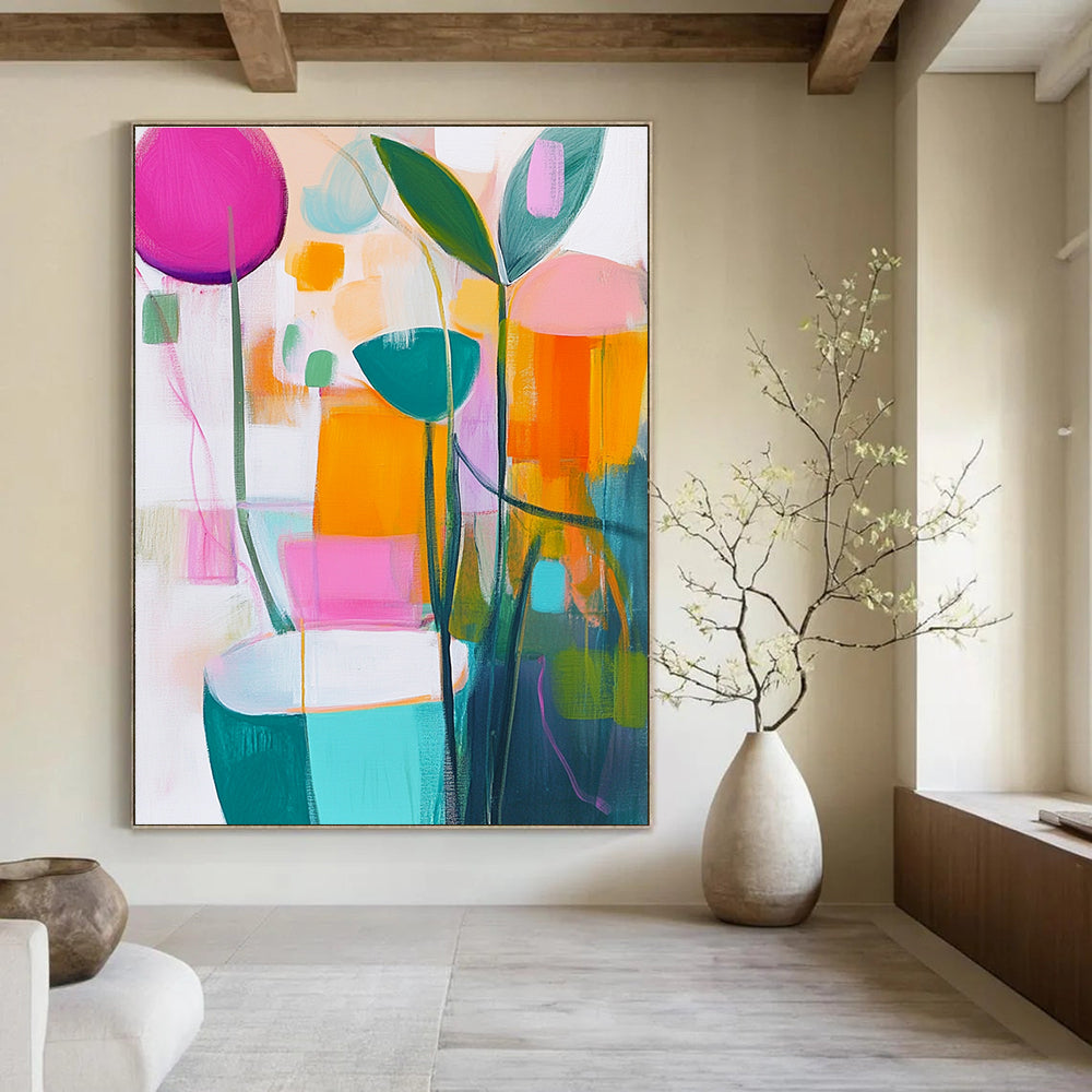 Colorful Abstract Flowers for Bohemian Living Room & Art Café STSC1180